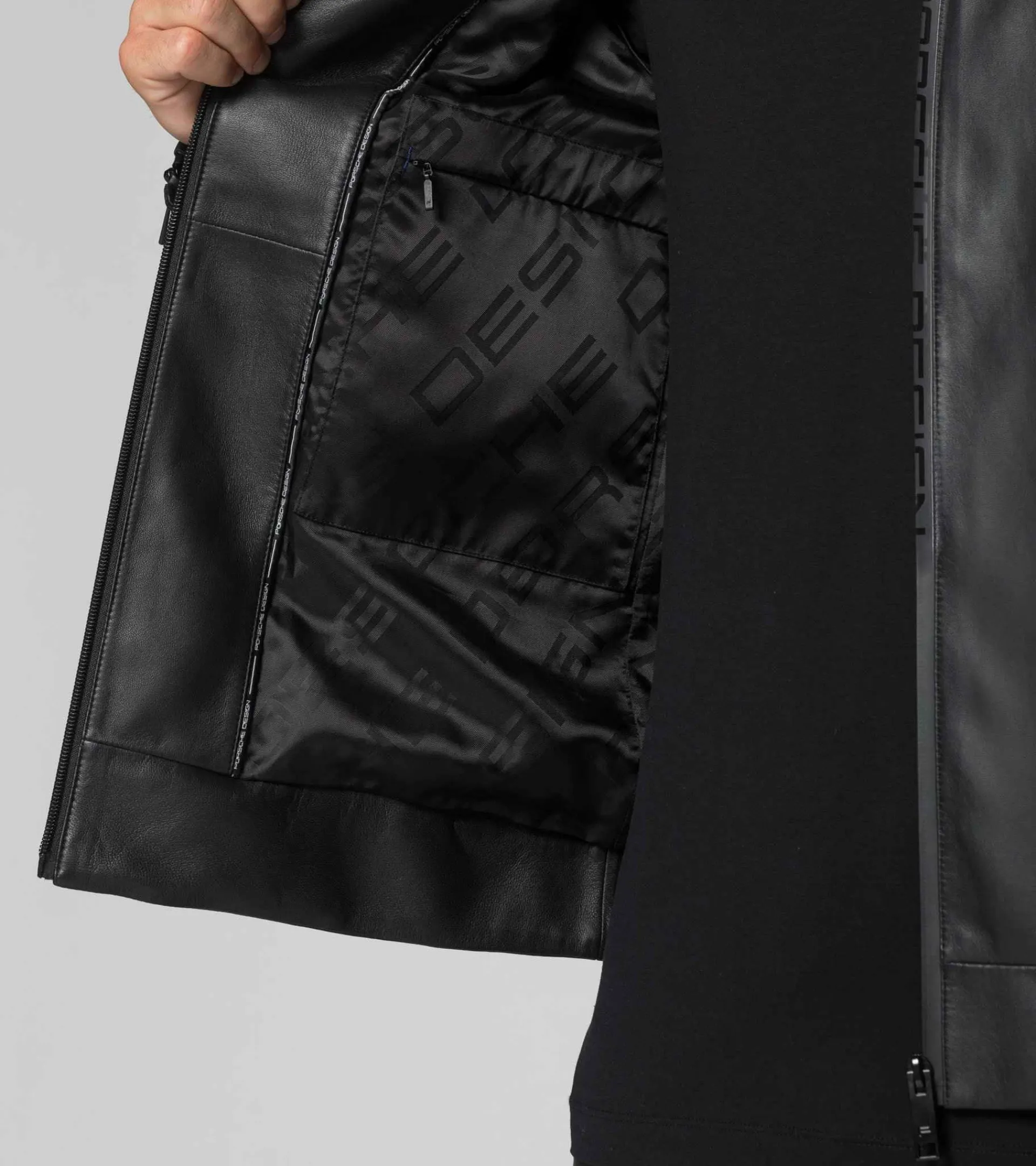 Porsche Design Active Leather Jacket Jet Black New
