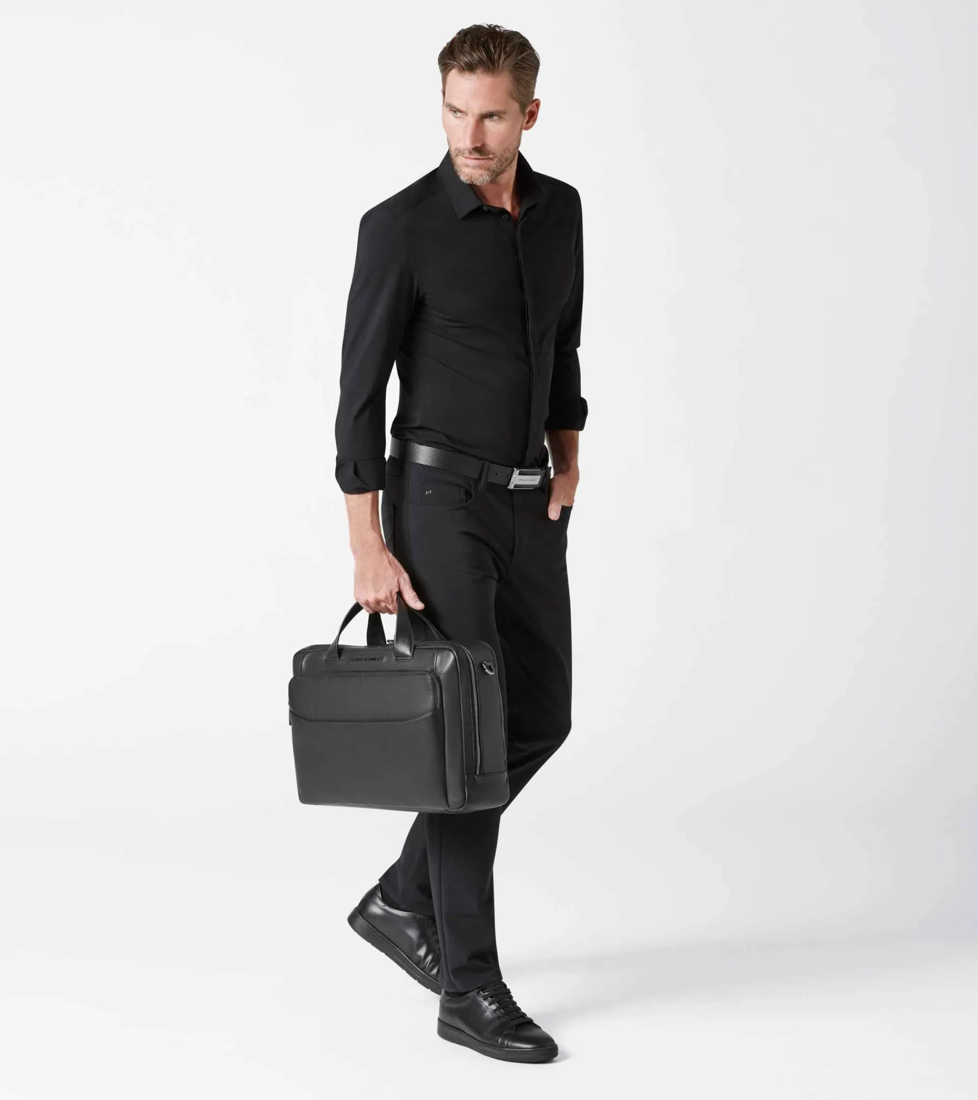 Porsche Design Roadster Leather Briefcase M Black Clearance