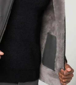 Porsche Design Shearling Casaco Pavement Grey Cheap