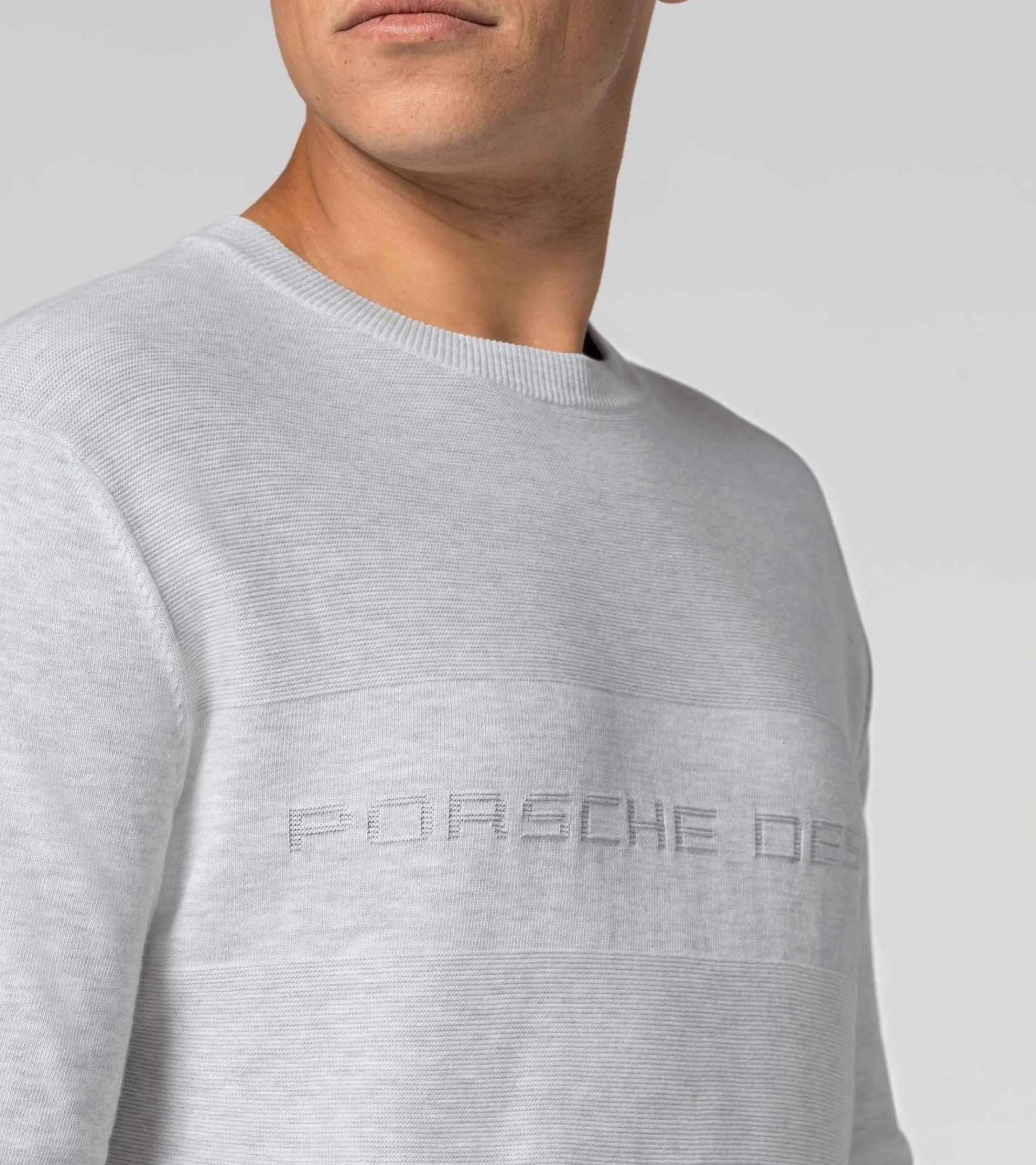 Porsche Design Sueter Com Logotipo Jacquard Bright White Melange New