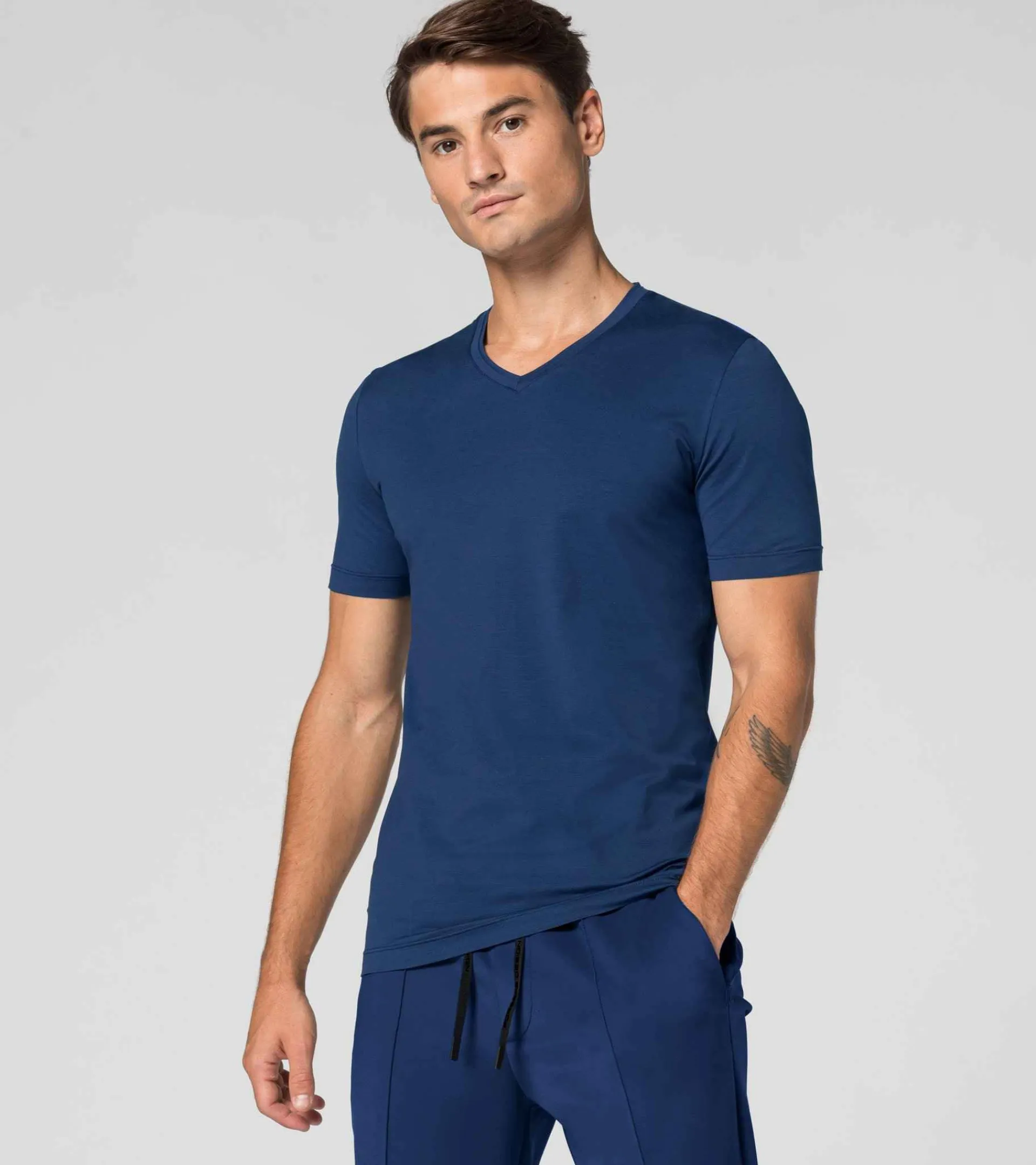 Porsche Design V-Neck T-Shirt Blue Depths New